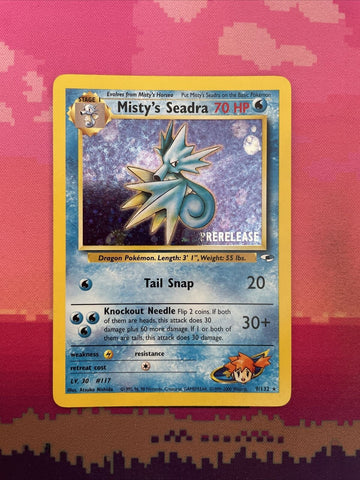 Pokemon Card Misty's Seadra Prerelease Holo 9/132  Near Mint