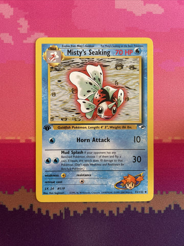 Pokemon Card Misty's Seaking Gym Heroes 1st Edition Uncommon 55/132 Near Mint