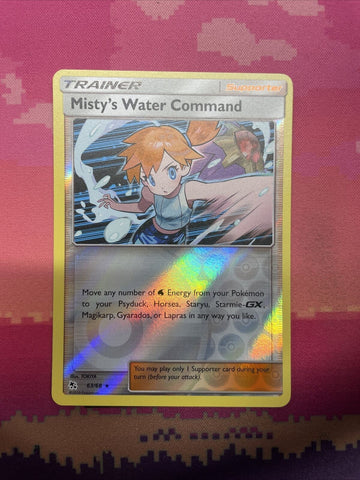 Pokemon Card Misty's Water Command Hidden Fates Reverse Holo 63/68 Near Mint