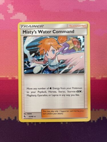 Pokemon Card Misty's Water Command Hidden Fates Holo Rare 63/68 Near Mint