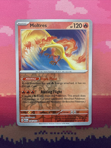 Pokemon Card Moltres Pokemon 151 Reverse Holo Rare 146/165 Near Mint