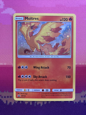 Pokemon Card Moltres SM143 Holo Rare Black Star Promo Near Mint
