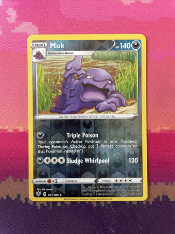 Pokemon Card Muk Darkness Ablaze Reverse Holo Rare 101/189 Near Mint