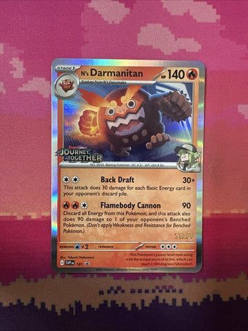 Pokemon Card N's Darmanitan 181 Black Star Promo Journey Together STAMP STAFF NM