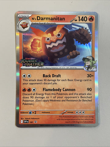 Pokemon Card N's Darmanitan 181 Black Star Promo Journey Together Near Mint