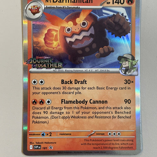 Pokemon Card N's Darmanitan 181 Black Star Promo Journey Together Near Mint