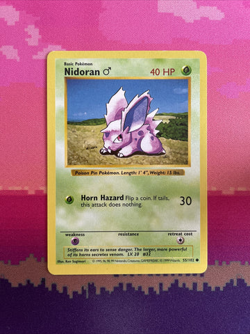 Pokemon Card Nidoran Shadowless Base Set Common 55/102 Near Mint