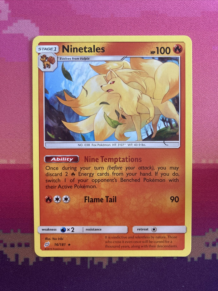 Pokemon Card Ninetales Team Up Rare 16/181 Near Mint