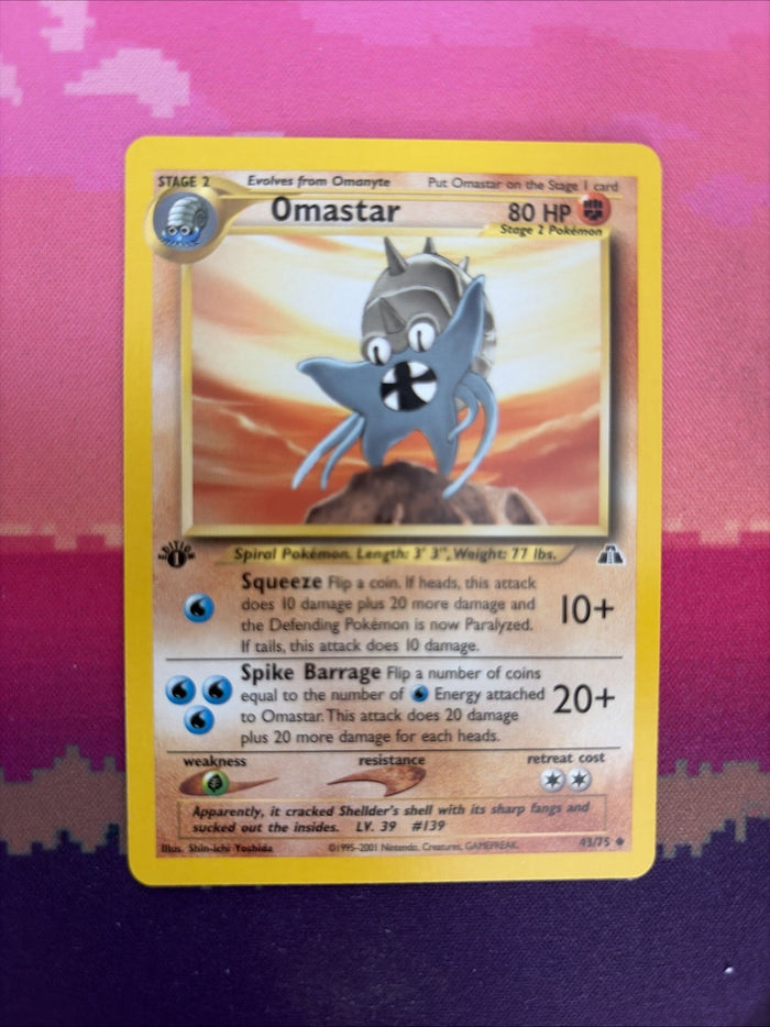 Pokemon Card Omastar Neo Discovery 1st Edition Uncommon 43/75 Near Mint