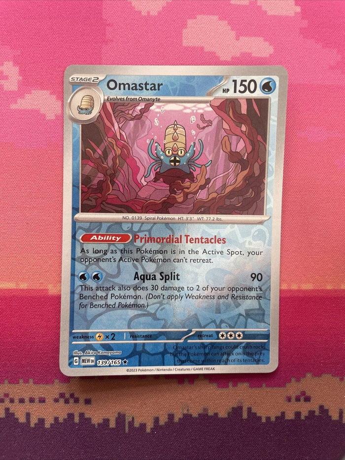 Pokemon Card Omastar Scarlet & Violet 151 Reverse Holo Rare 139/165 Near Mint