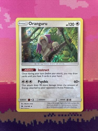 Pokemon Card Oranguru Sun & Moon Holo Rare 113/149 Near Mint