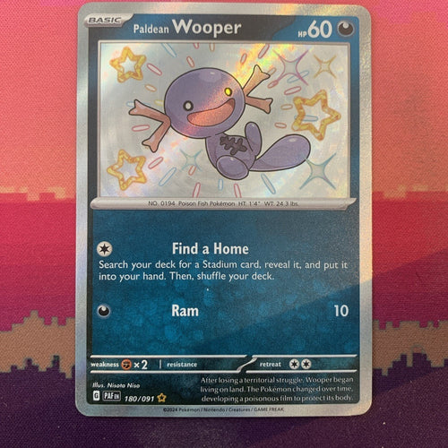 Pokemon Card Paldean Wooper 180/091 Shiny Paldean Fates Near Mint