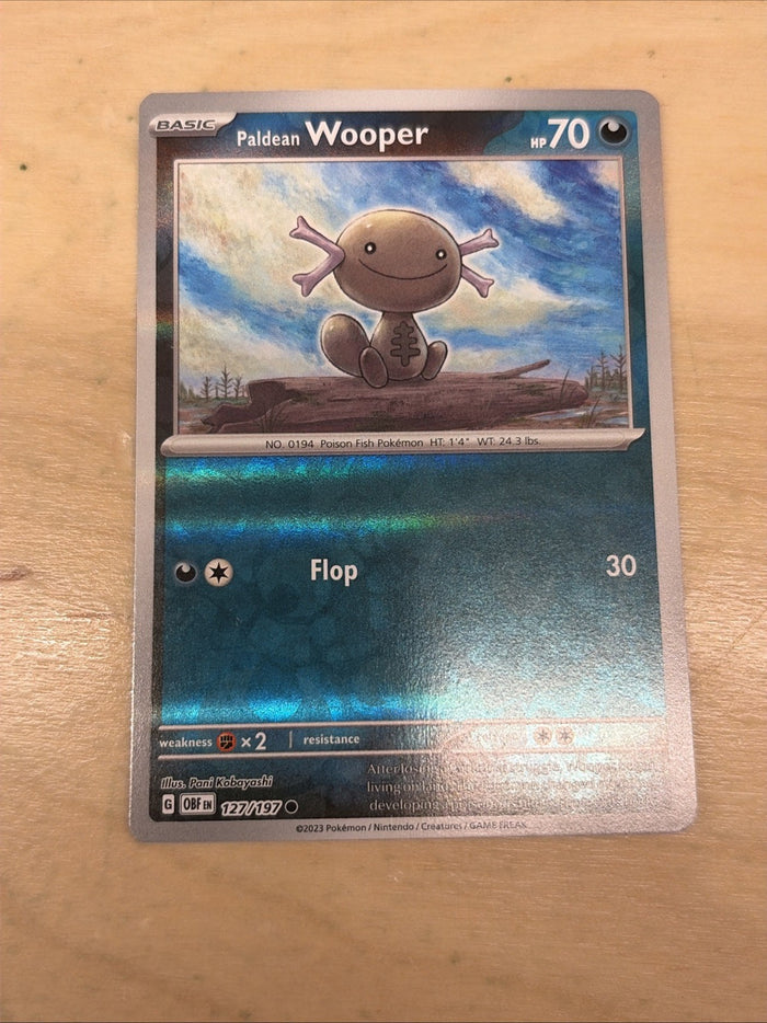 Pokemon Card Paldean Wooper Obisidian Flames MISPRINT HOLO & Reverse Near Mint