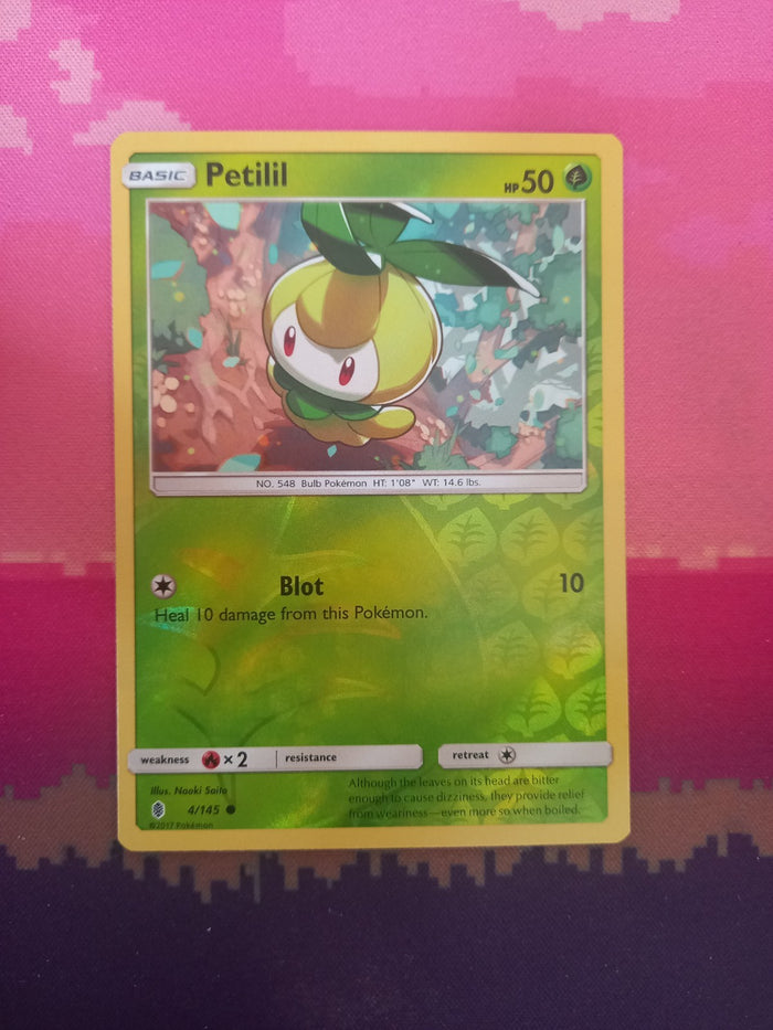 Pokemon card Petilil 4/145 Reverse Holo Guardians Rising Near Mint