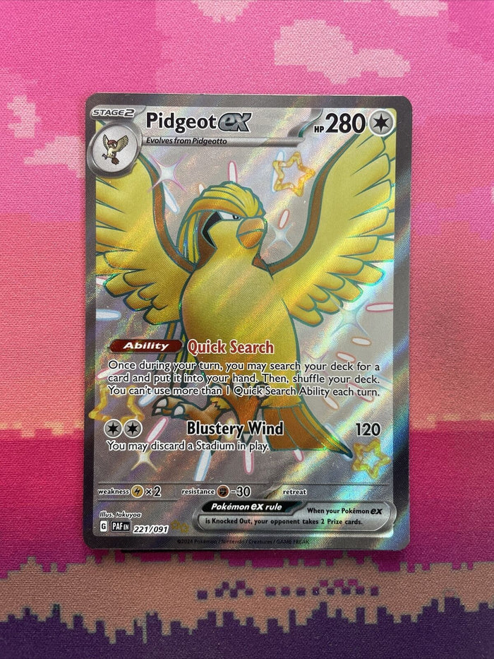Pokemon Card Pidgeot ex 221/091 Shiny Ultra Paldean Fates Near Mint
