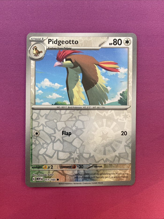 Pokemon Card Pidgeotto Scarlet & Violet 151 Reverse Holo 017/165 Near Mint