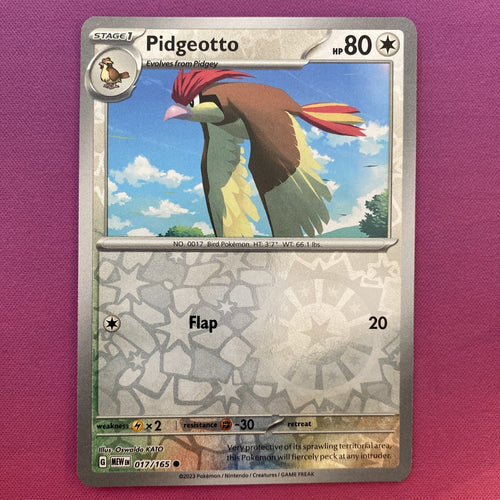 Pokemon Card Pidgeotto Scarlet & Violet 151 Reverse Holo 017/165 Near Mint