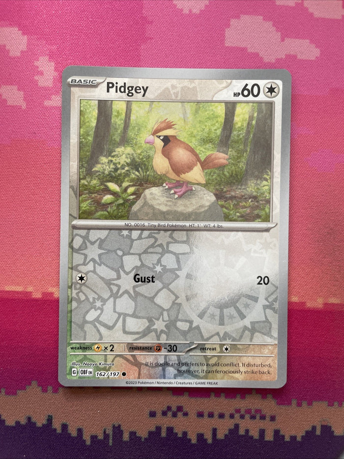 Pokemon Card Pidgey Obsidian Flames Reverse Holo 162/197 Near Mint