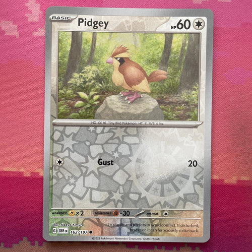 Pokemon Card Pidgey Obsidian Flames Reverse Holo 162/197 Near Mint