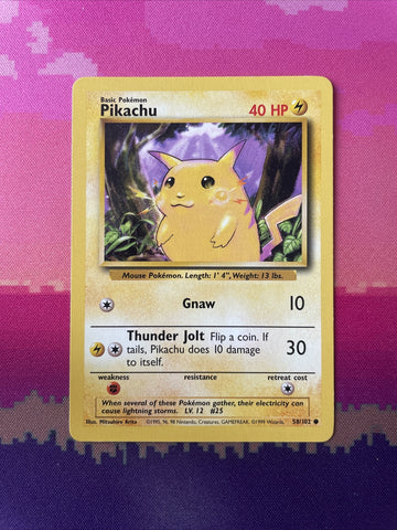 Pokemon Card Pikachu Base Set Common 58/102 Near Mint