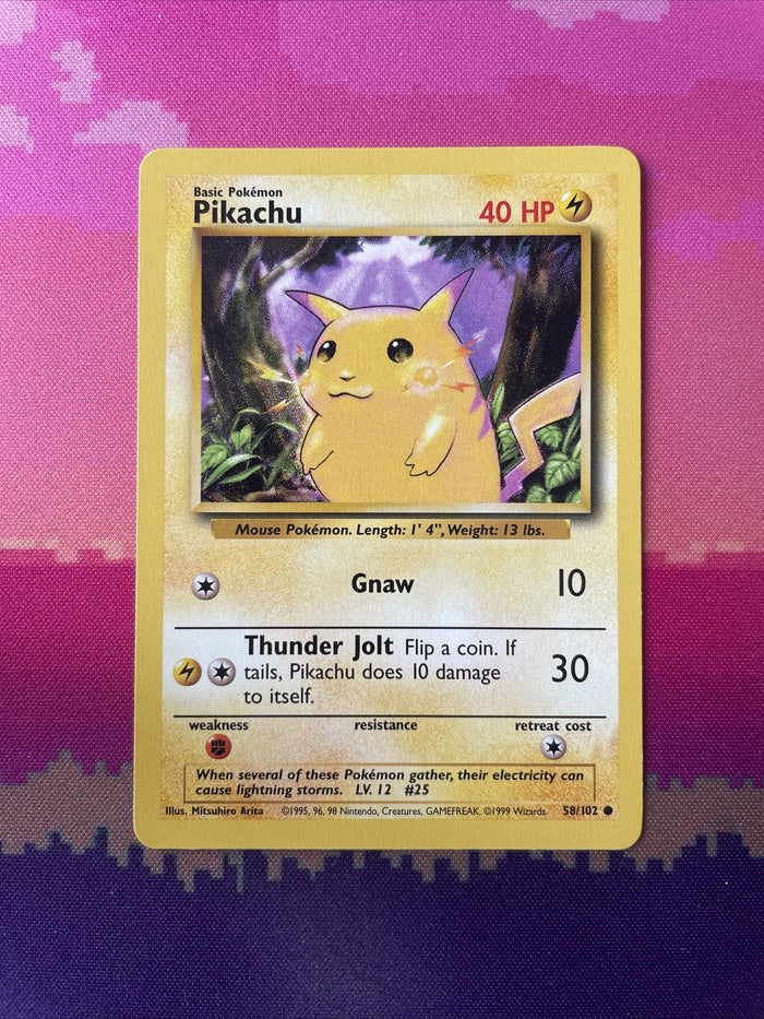 Pokemon Card Pikachu Base Set Common 58/102 Near Mint