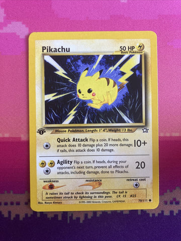 Pokemon Card Pikachu Neo Genesis 1st Edition Common 70/111 Near Mint