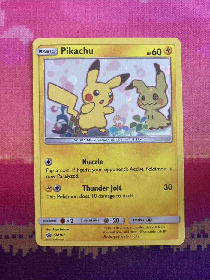 Pokemon Card Pikachu SM162 Holo Rare Black Star Promo Near Mint
