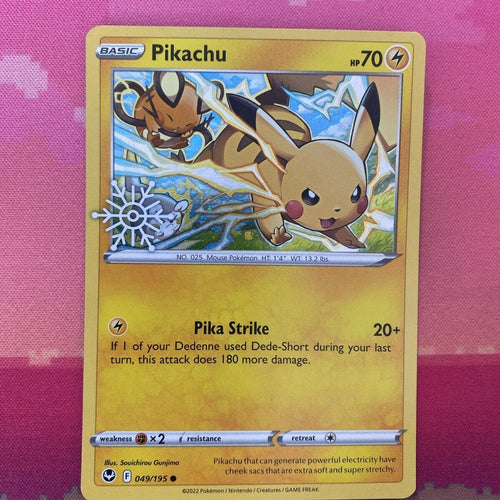 Pokemon Card Pikachu Snow Flake Stamp Holo 049/195 Near Mint
