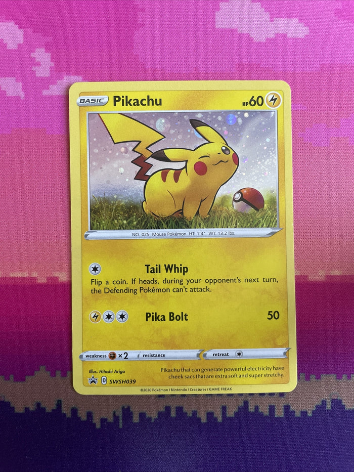 Pokemon Card Pikachu SWSH039 Holo Rare Black Star Promo Near Mint