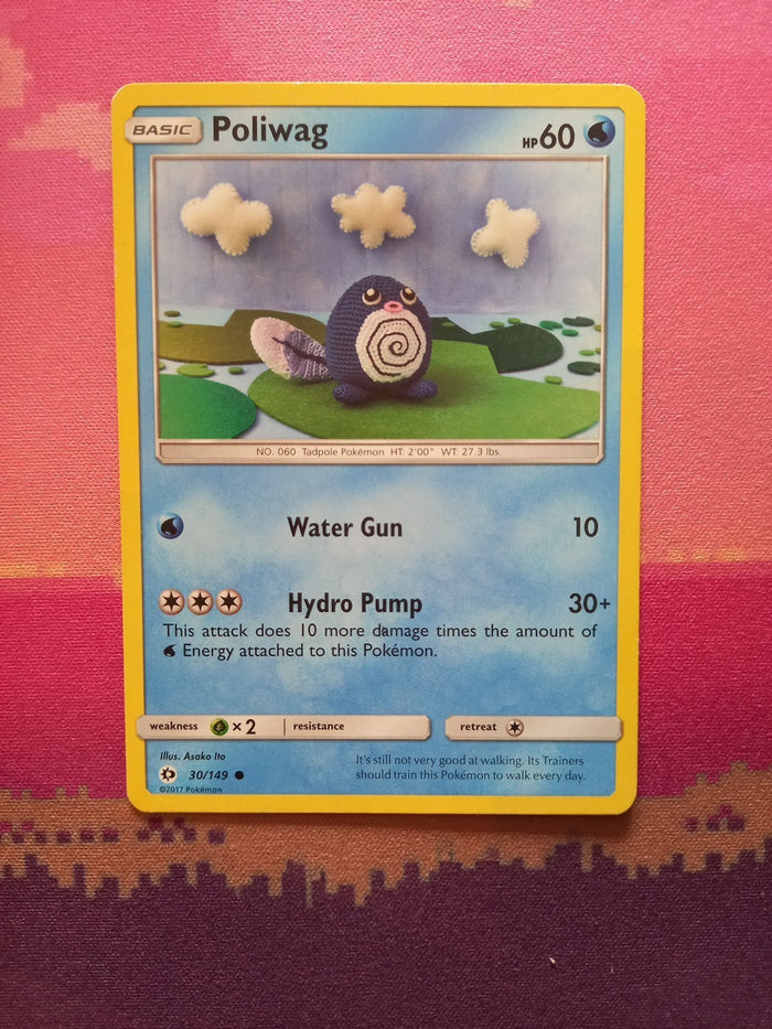 Pokemon Card Poliwag Sun & Moon Common 30/149 Near Mint
