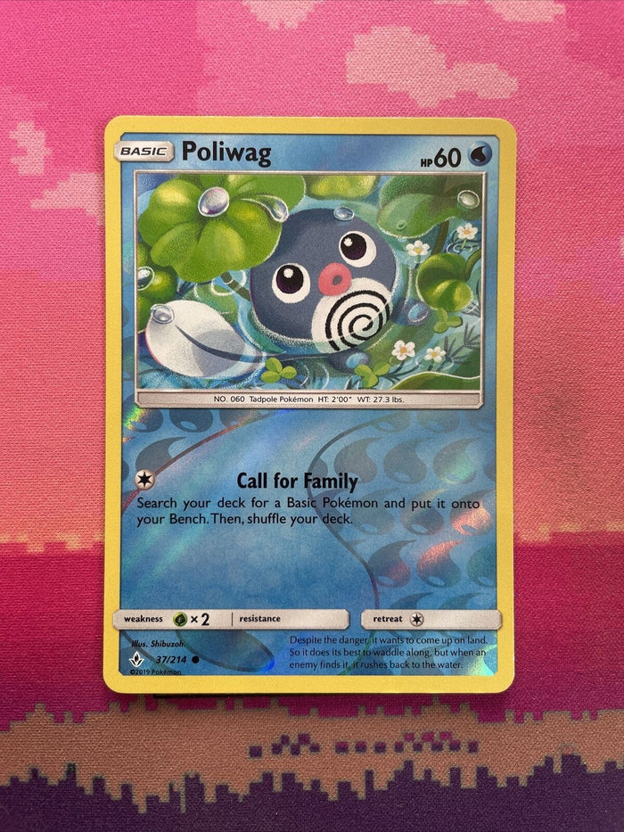 Pokemon Card Poliwag Unbroken Bonds Reverse Holo 37/214 Near Mint