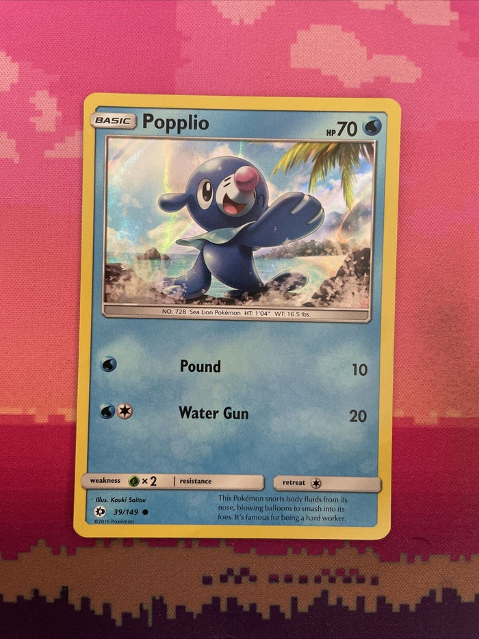 Pokemon Card Popplio Sun & Moon Holo 39/149 Near Mint