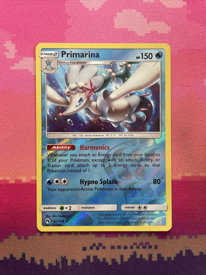 Pokemon Card Primarina Lost Thunder Reverse Holo Rare 67/214 Near Mint
