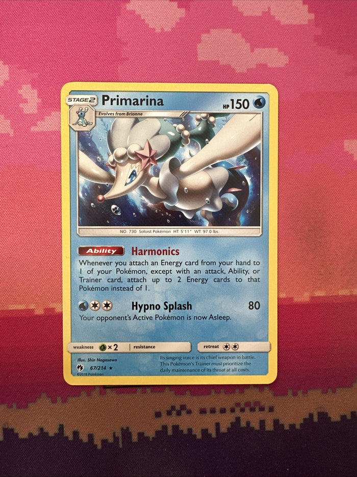 Pokemon Card Primarina Lost Thunder Rare 67/214  Near Mint