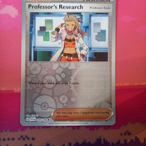 Pokemon Card Professor's Research Scarlet & Violet Base Set Reverse 189/198 NM c