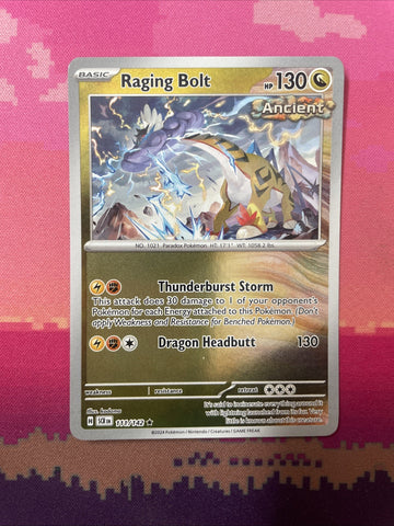 Pokemon Card Raging Bolt Stellar Crown Reverse Holo Rare 111/142 Near Mint
