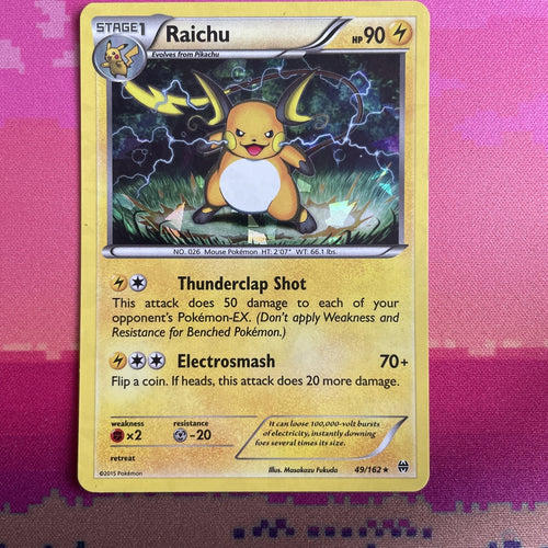 Pokemon Card Raichu Breakthrough Cracked Ice Holo Rare 49/162 Near Mint
