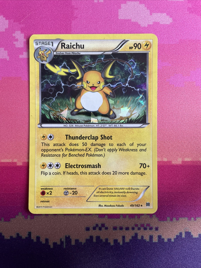 Pokemon Card Raichu Breakthrough Cracked Ice Holo Rare 49/162 Near Mint
