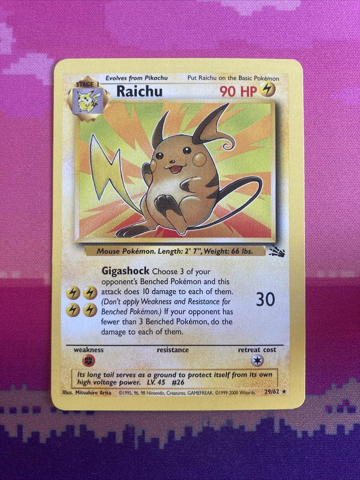 Pokemon Card Raichu Fossil Rare 29/62 Near Mint