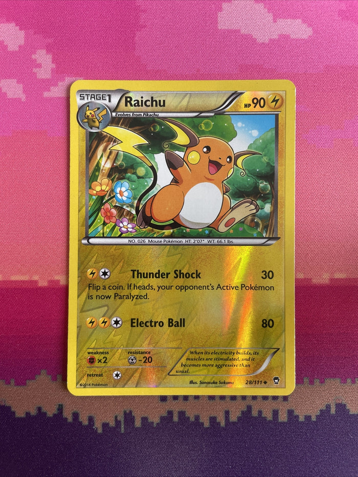 Pokemon Card Raichu Furious Fists Reverse Holo 28/111 Near Mint