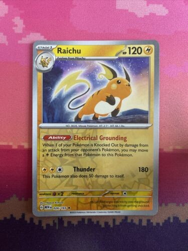 Pokemon Card Raichu Pokemon 151 Reverse Holo Rare 026/165 Near Mint