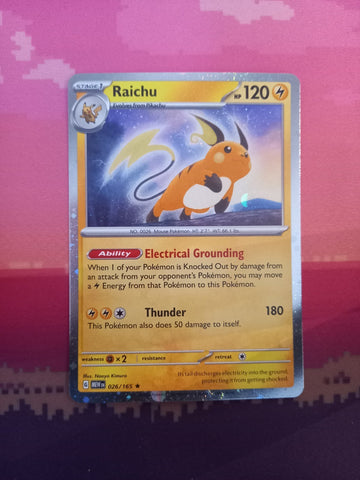 Pokemon Card Raichu Sam's Club Cosmo Holo Rare 026/165 Near Mint