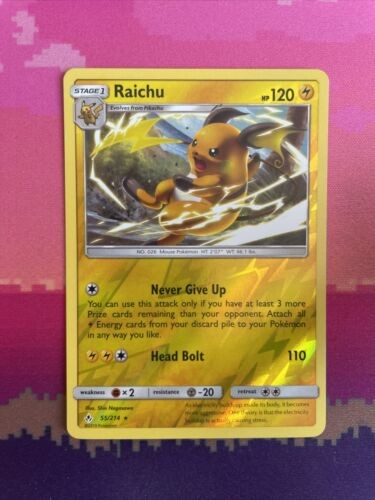 Pokemon Card Raichu Unbroken Bonds Reverse Holo Rare 55/214  Near Mint