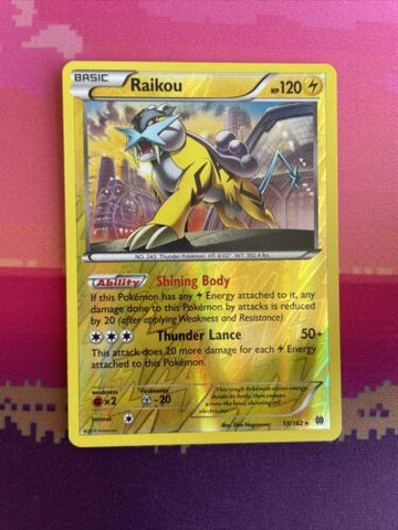 Pokemon Card Raikou Brekthrough Reverse Holo Rare 55/162 Near Mint