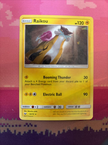 Pokemon Card Raikou Shining Legends Cracked Ice Holo 32/73 Near Mint