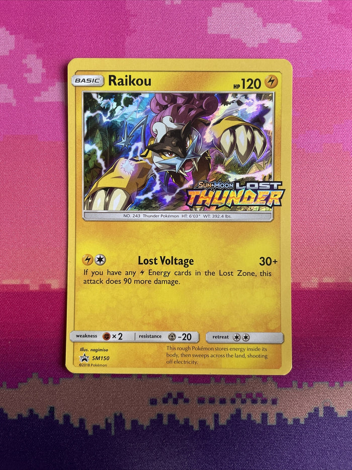 Pokemon Card Raikou SM150 Lost Thunder STAMPED Black Star Promo Near Mint