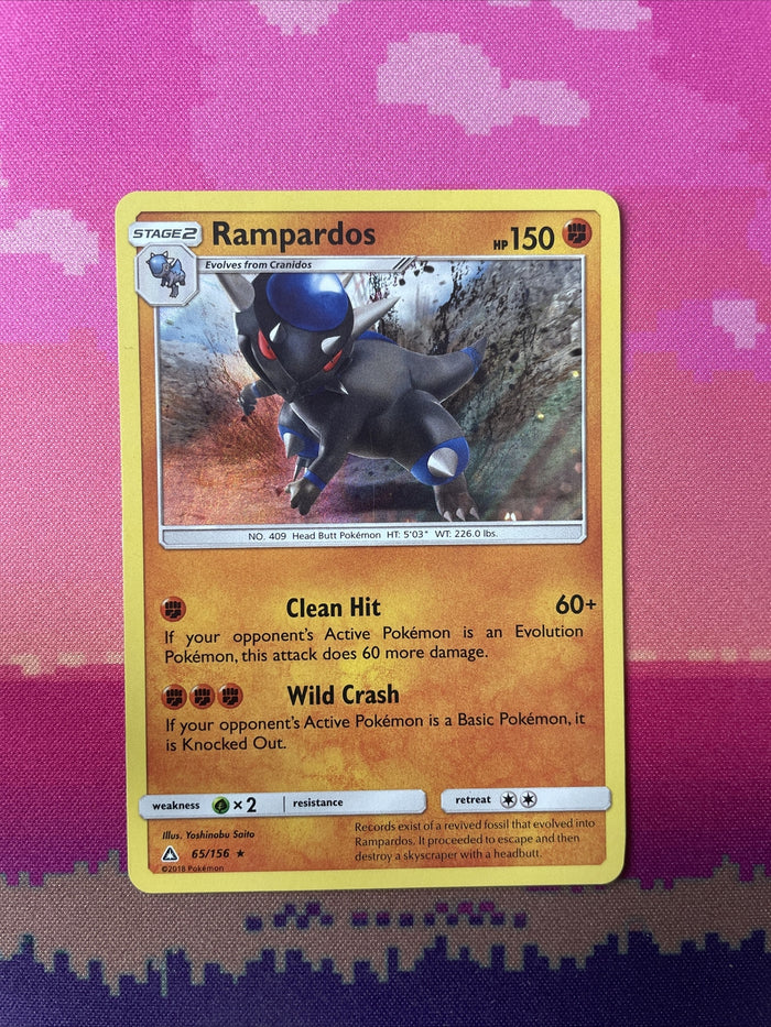 Pokemon Card Rampardos Ultra Prism Holo Rare 65/156 Near Mint