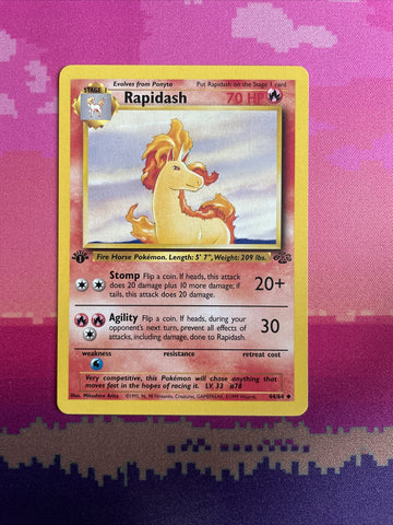 Pokemon Card Rapidash Jungle 1st Edition Uncommon 44/64 Near Mint