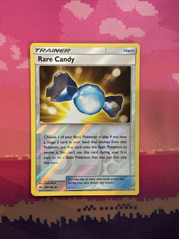 Pokemon Card Rare Candy Sun & Moon Reverse Holo 129/149 Near Mint