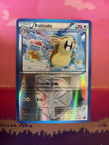 Pokemon Card Raticate Plasma Freeze Reverse Holo 88/116 Near Mint